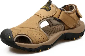 CHUUMEE Men's Sandals Leather Beach Sandals Summer Outdoor Sports Sandals
