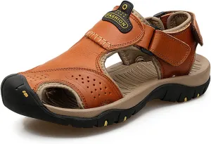 CHUUMEE Men's Sandals Leather Beach Sandals Summer Outdoor Sports Sandals