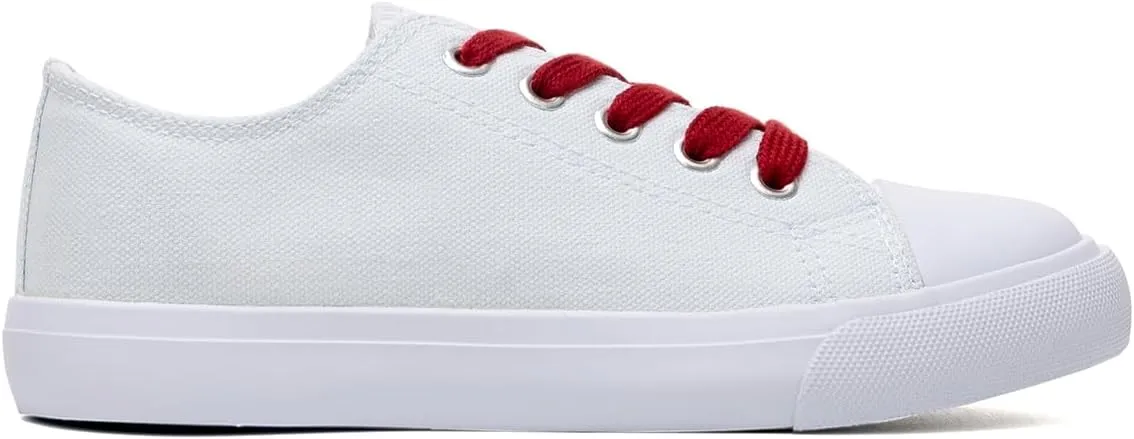 Classic Unisex Low-Top Canvas Sneakers – Boys Girls and Toddler Casual Lace-Up Shoes with Rubber Sole, Includes Extra White Shoelaces