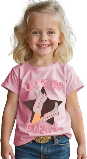 CM C&M WODRO Toddler Baby Girl Rodeo Western Cowgirl T-Shirt Funny Let’s Go Girl Boots Shirt Short Sleeve Summer Tee Tops