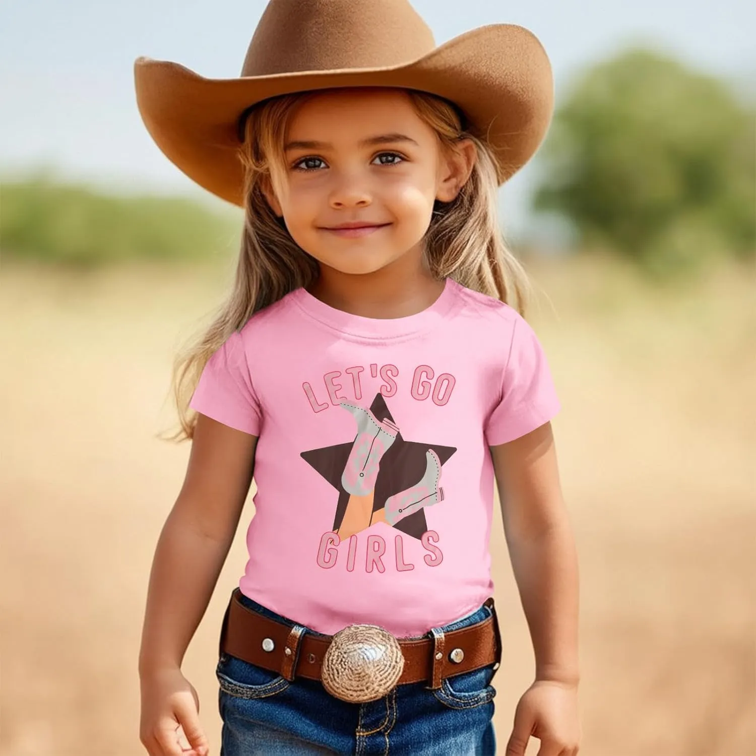 CM C&M WODRO Toddler Baby Girl Rodeo Western Cowgirl T-Shirt Funny Let’s Go Girl Boots Shirt Short Sleeve Summer Tee Tops