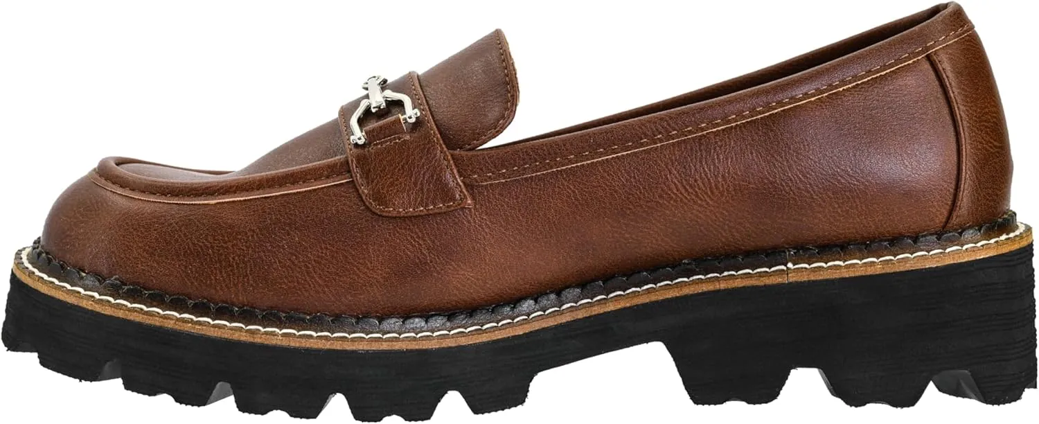 Corkys Footwear Hey Girl Womens Brownie Points Loafers - Featuring a 1.75-Inch Heel with a Lug Sole, Cushioned Insoles for All-Day Wear, A Chic Chain on The Upper
