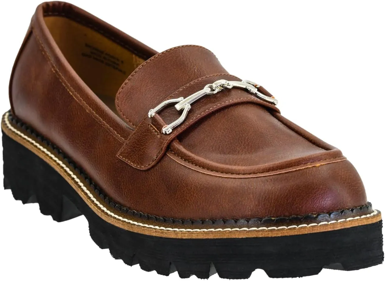 Corkys Footwear Hey Girl Womens Brownie Points Loafers - Featuring a 1.75-Inch Heel with a Lug Sole, Cushioned Insoles for All-Day Wear, A Chic Chain on The Upper