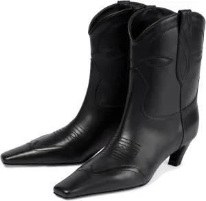 Cowboy Ankle Suede Boots For Women Kitten Heel Embroidery Chelsea Short Boots Fashion Low Heel Riding Short Bootie