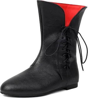 Cozivwaiy Women Vintage Flats Short Boots Lace up Comfortable Boots Round Toe Pirate Cosplay
