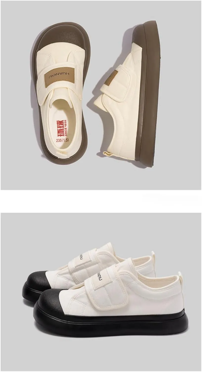 Cutecore Shoes No Tie Canvas Kawaii Sneakers Casual Tennis Gym Fitness Outdoor Hiking Comfortable Chunky Platform for Women Y2K Trendy Preppy Back to School Gift for Girls Granddaughter in Campus