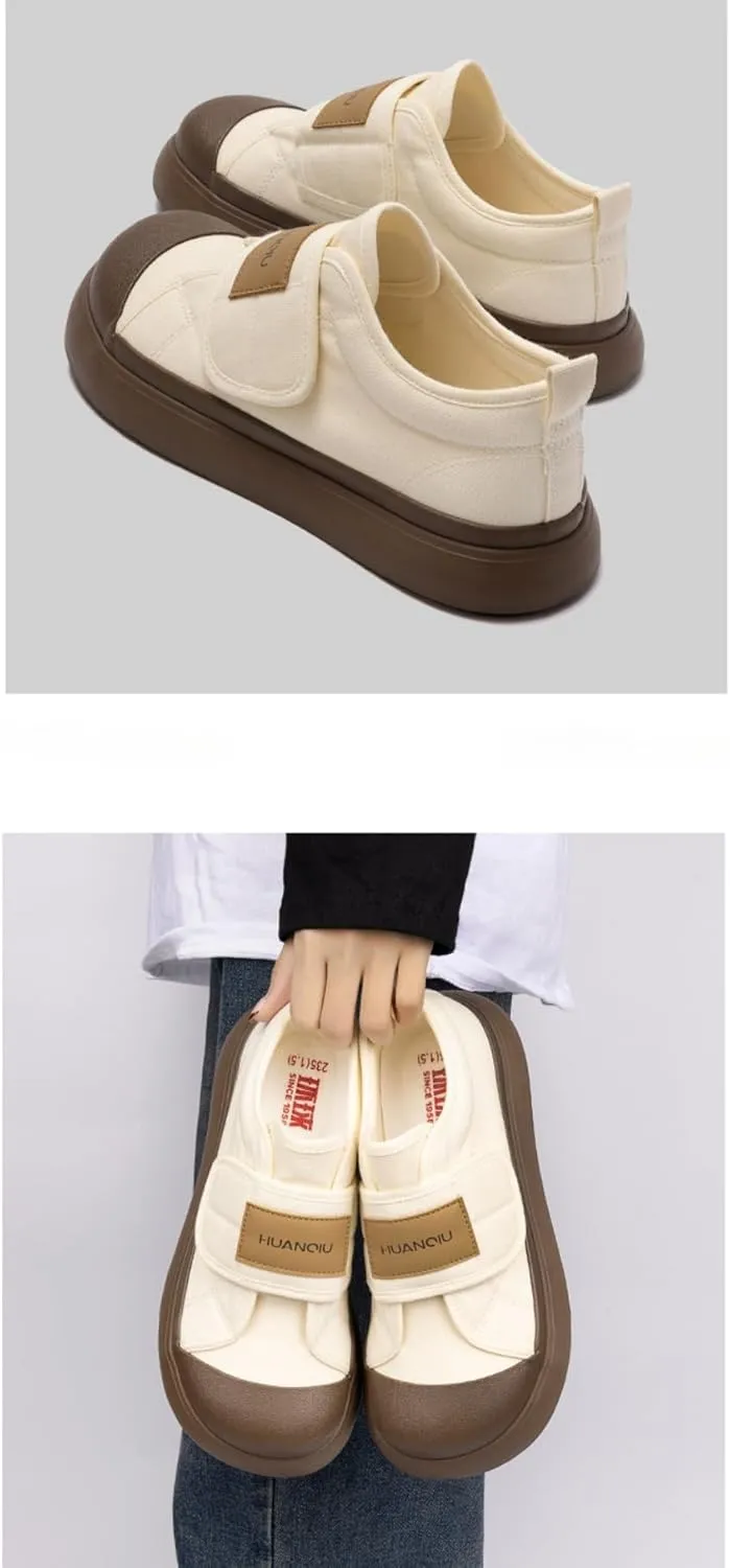 Cutecore Shoes No Tie Canvas Kawaii Sneakers Casual Tennis Gym Fitness Outdoor Hiking Comfortable Chunky Platform for Women Y2K Trendy Preppy Back to School Gift for Girls Granddaughter in Campus