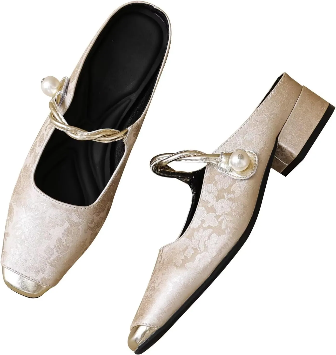 Dear Time Women's Closed Toe Mary Jane Backless Flats Slip-on Mules Casual Comfortable Shoes