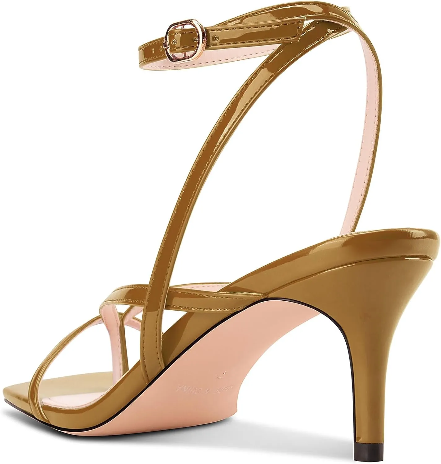 DearOnly Womens Square Toe Thong Strappy Kitten Heels Ankle Strap Party Dress Shoes Mid Heel Sandals 2.6 Inches Heels
