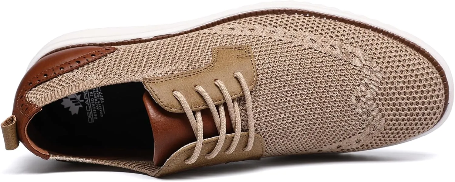 DECARSDZ Men's Casual Oxfords Shoes Breathable Knit Leisure Mesh Sneakers Lace-Up Lightweight Walking Fashion Sneaker