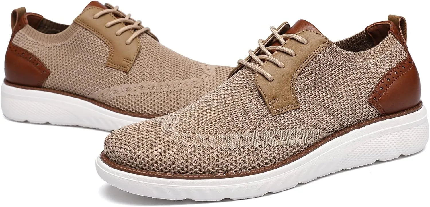 DECARSDZ Men's Casual Oxfords Shoes Breathable Knit Leisure Mesh Sneakers Lace-Up Lightweight Walking Fashion Sneaker