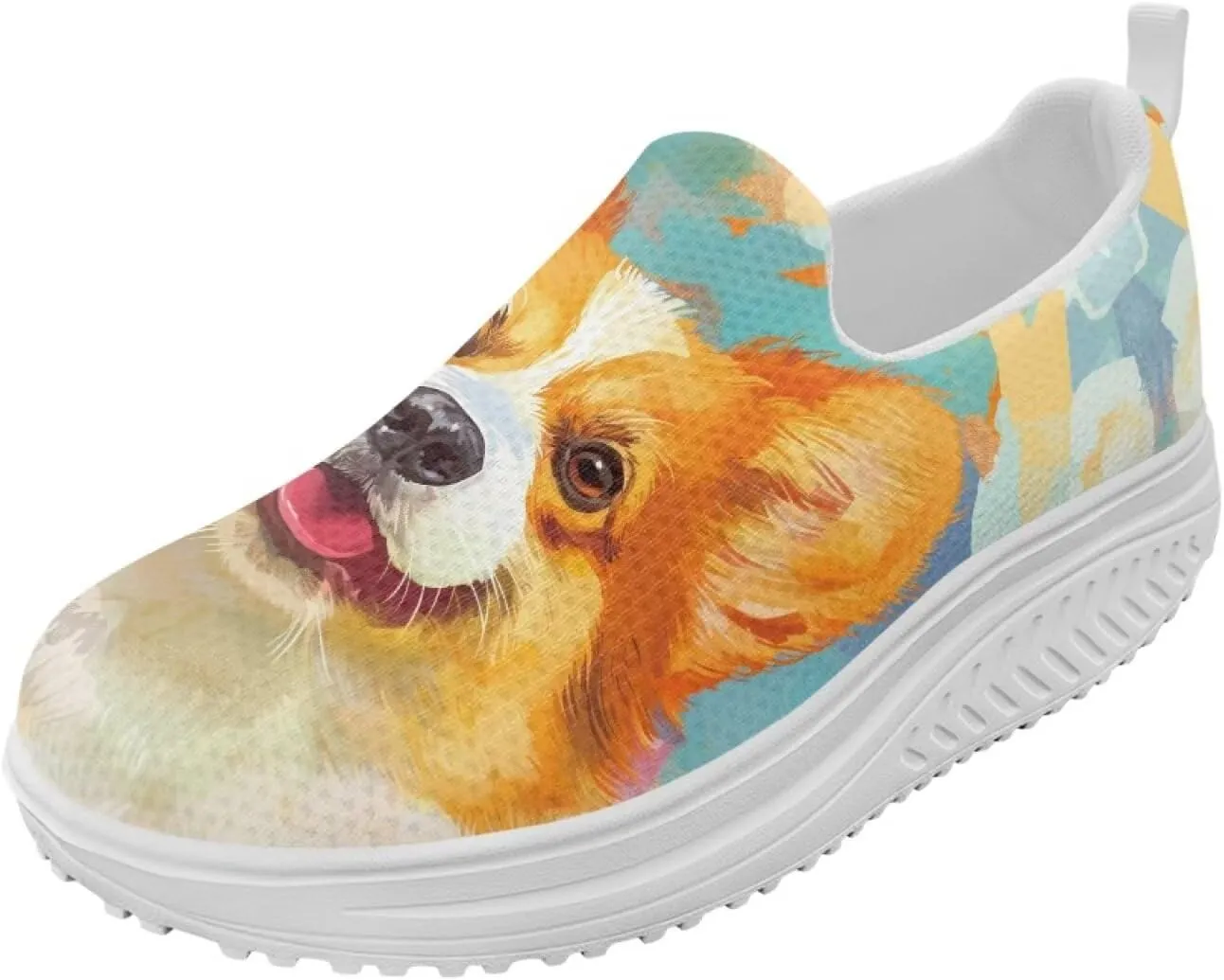 Dog Print Walking Sneakers for Women Platform Shoes Comfort Loafers Breathable Sneakers US 5.5-10.5