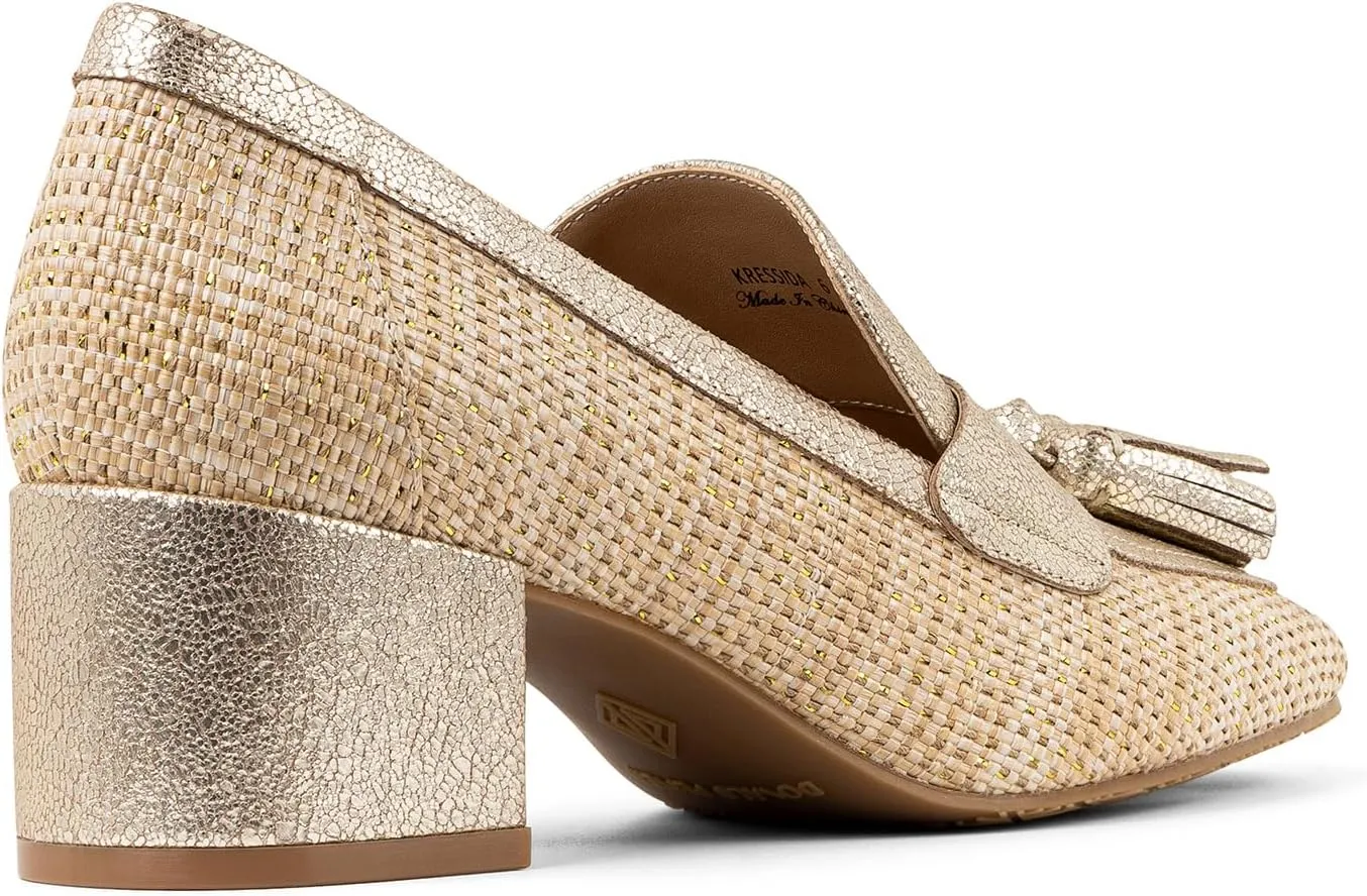 Donald Pliner Women's Kressida Dress Loafers, 2" Block Heels for Women, Slip-On Heels for Women