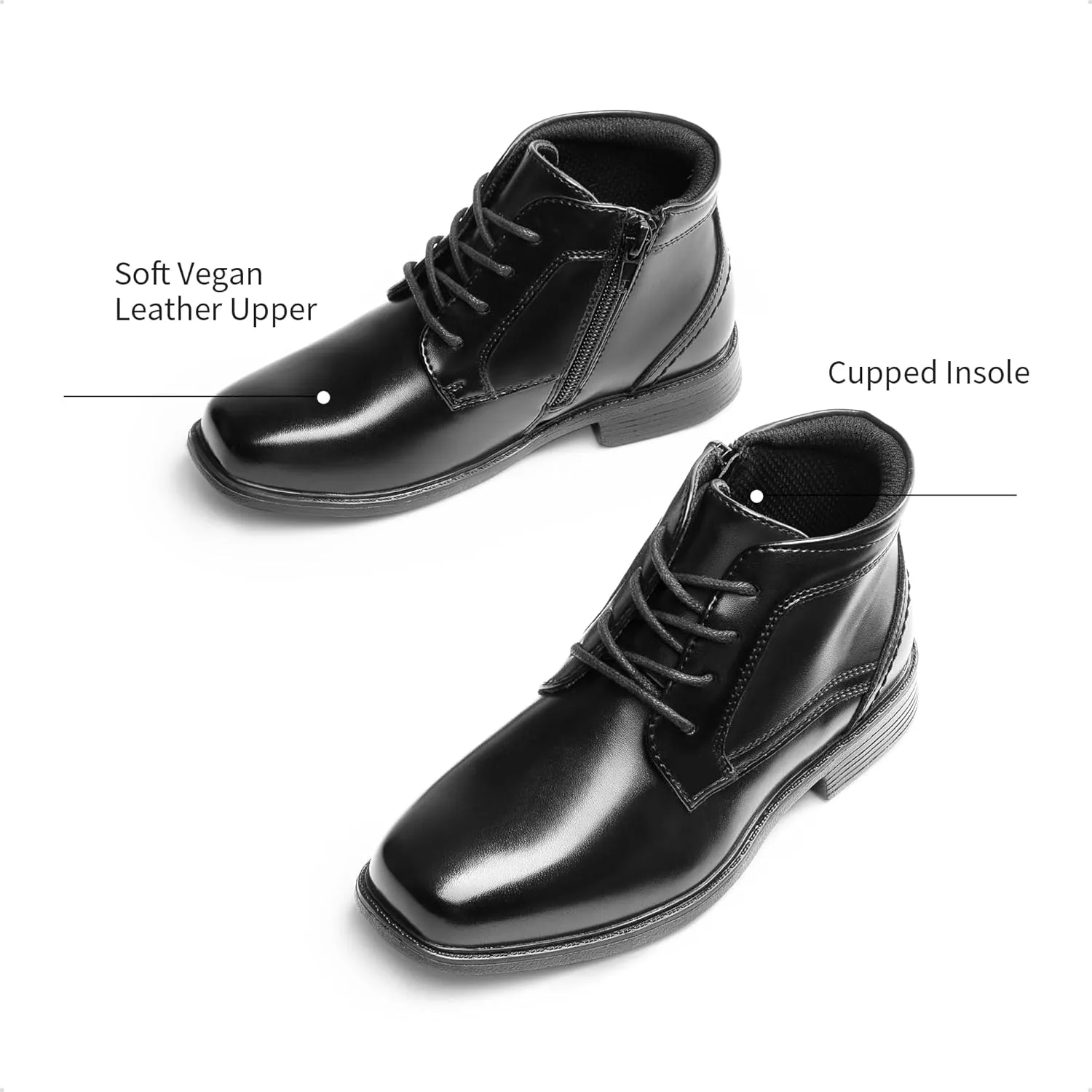 DREAM PAIRS Boys Dress Boots Lace-up Formal Shoes with Side Zipper