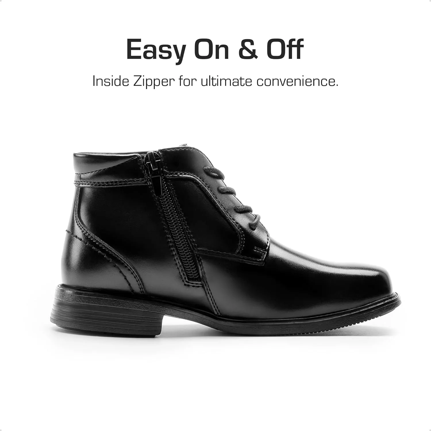 DREAM PAIRS Boys Dress Boots Lace-up Formal Shoes with Side Zipper
