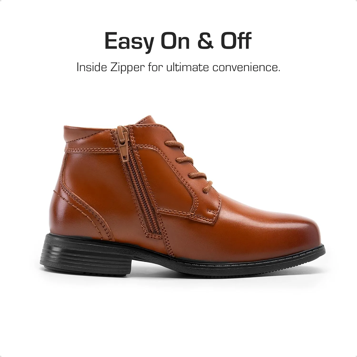 DREAM PAIRS Boys Dress Boots Lace-up Formal Shoes with Side Zipper