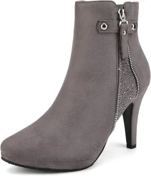 DREAM PAIRS Women's Ankle Boots High Stiletto Heel Booties Fashion Zipper Short Boots