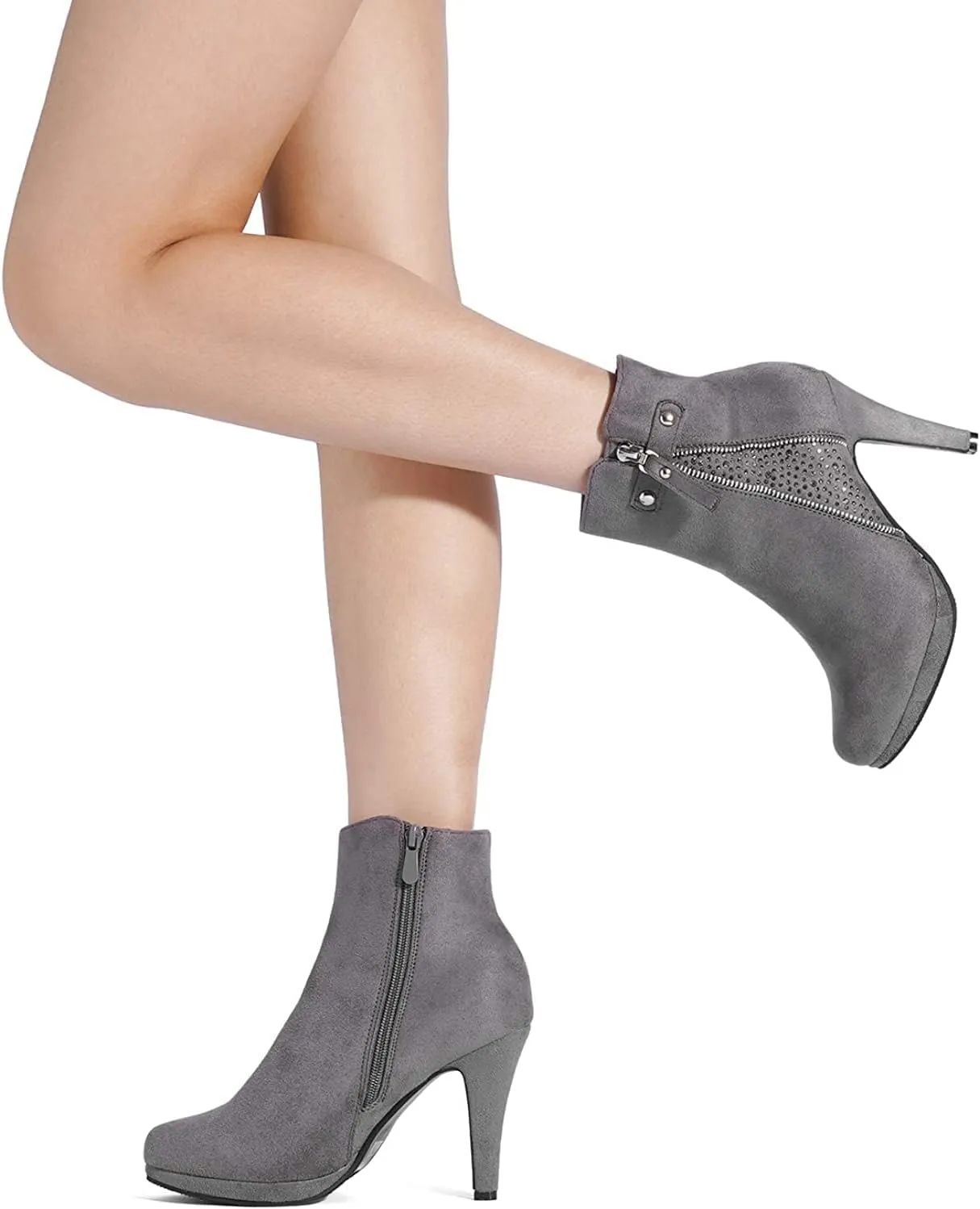 DREAM PAIRS Women's Ankle Boots High Stiletto Heel Booties Fashion Zipper Short Boots