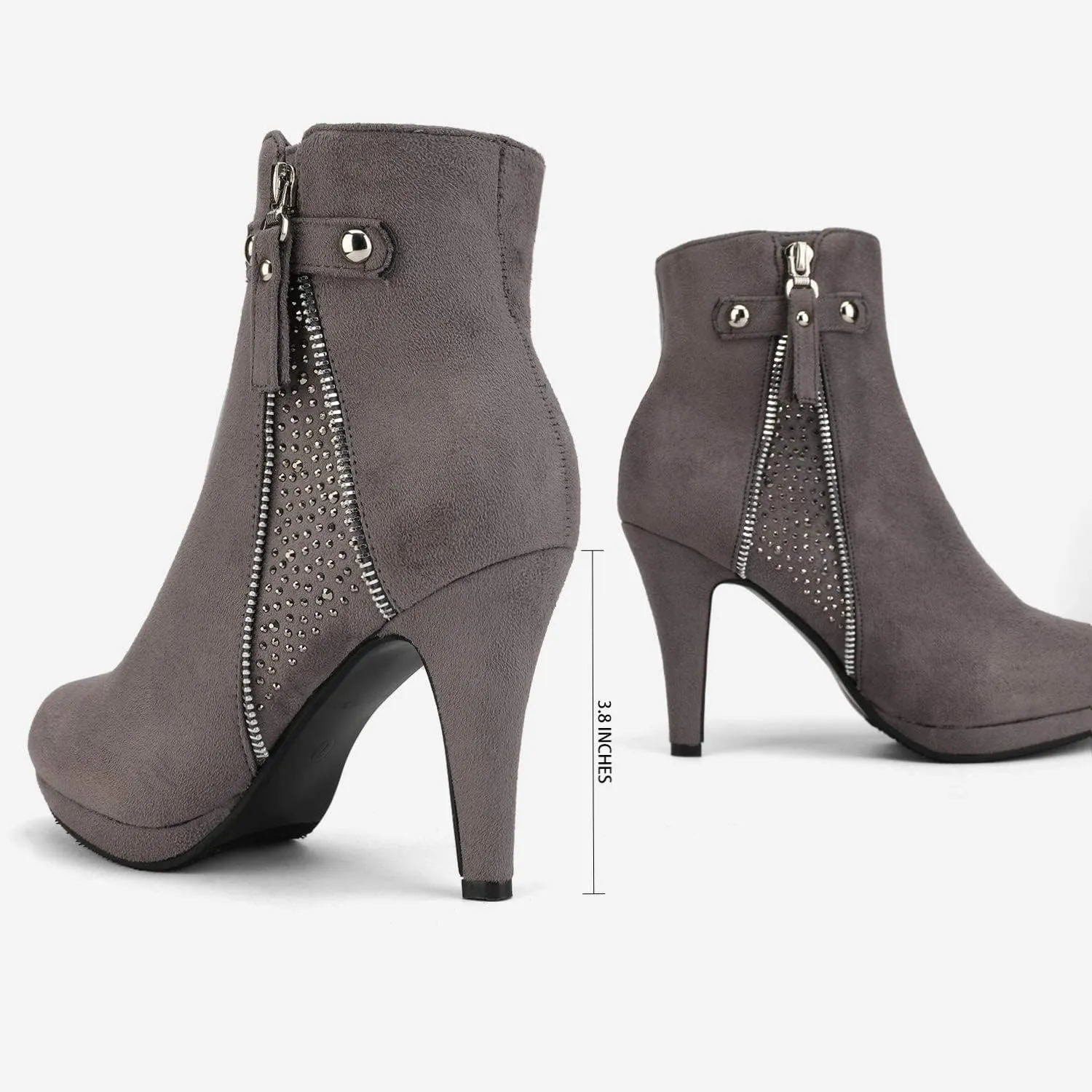 DREAM PAIRS Women's Ankle Boots High Stiletto Heel Booties Fashion Zipper Short Boots
