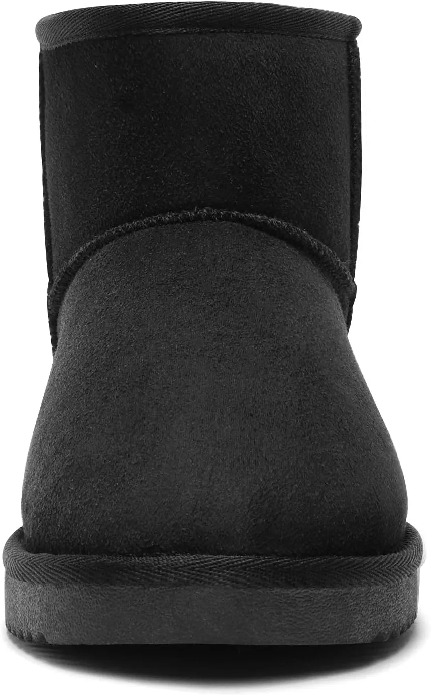 DREAM PAIRS Women's Black Brown Tan Grey Winter Snow Boots Classic Faux Fur Lined Slip On Ankle Boots
