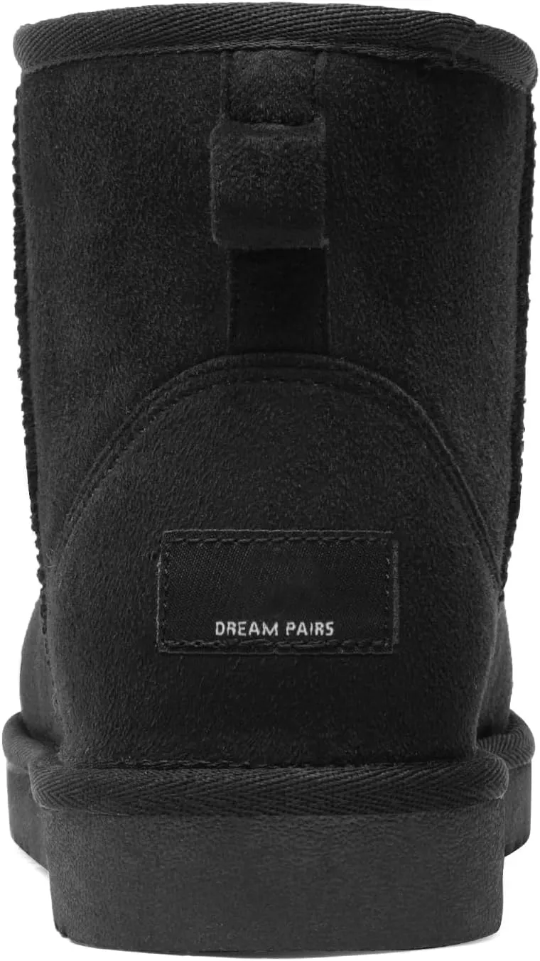 DREAM PAIRS Women's Black Brown Tan Grey Winter Snow Boots Classic Faux Fur Lined Slip On Ankle Boots