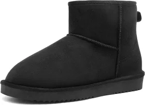 DREAM PAIRS Women's Black Brown Tan Grey Winter Snow Boots Classic Faux Fur Lined Slip On Ankle Boots