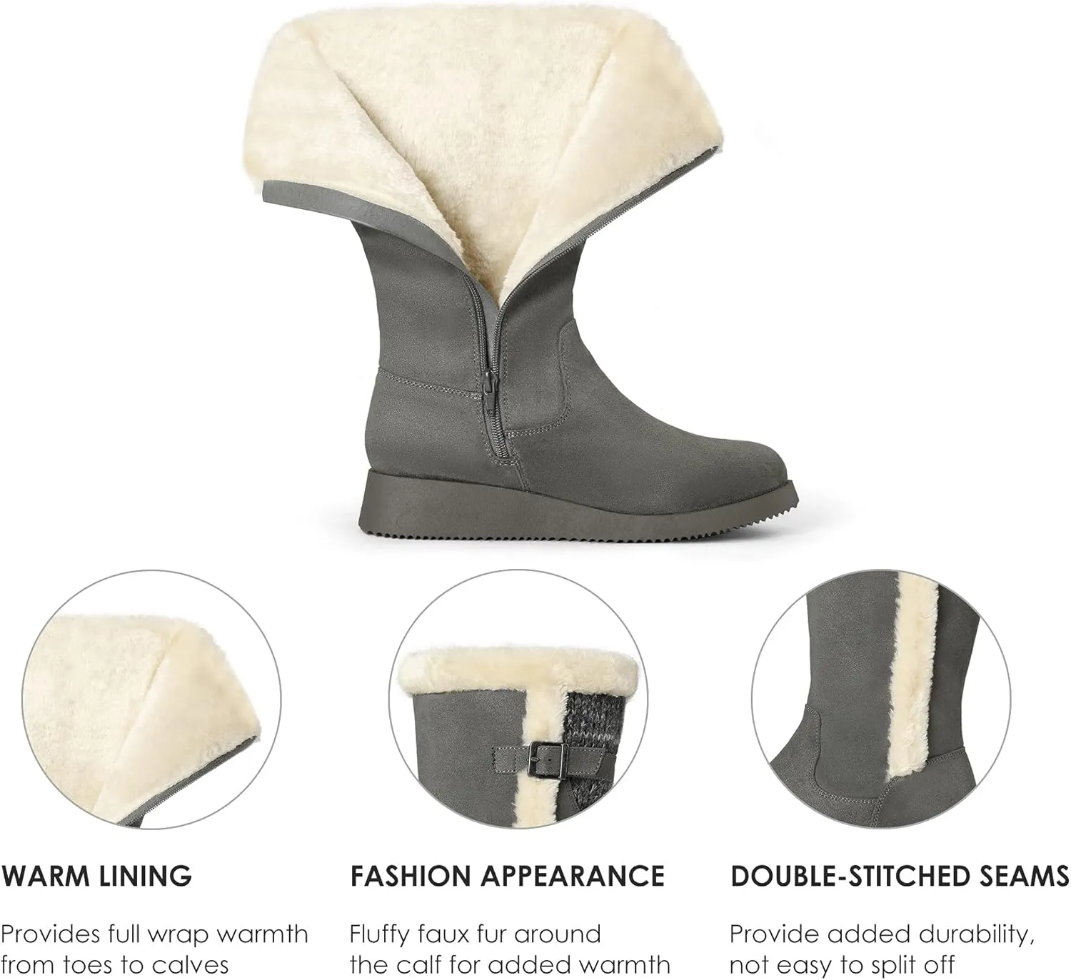 DREAM PAIRS Womens Winter Snow Boots Mid-Calf Fashion Furry Warm Tall Boot