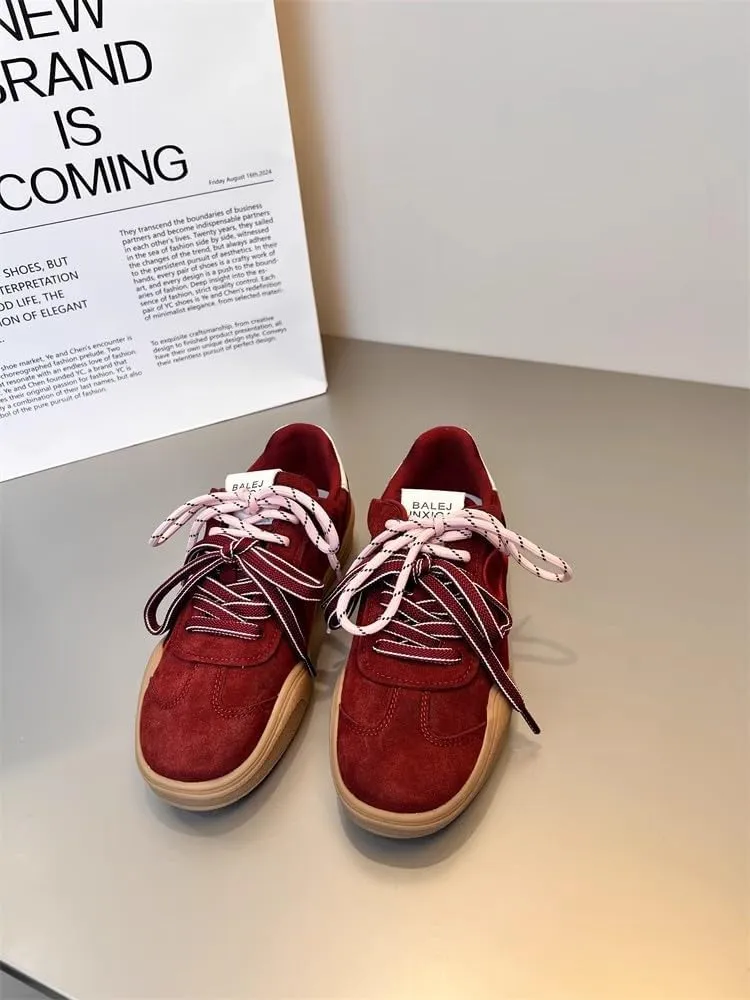Dual Lace Retro Cute Shoes - Y2K Kawaii Chunky Sneakers for Women & Girls, Comfy Thick Sole Casual Trainers for Campus Bike Rides, Minimalist Streetwear, Back to School, Beach Travel, Birthday Gifts