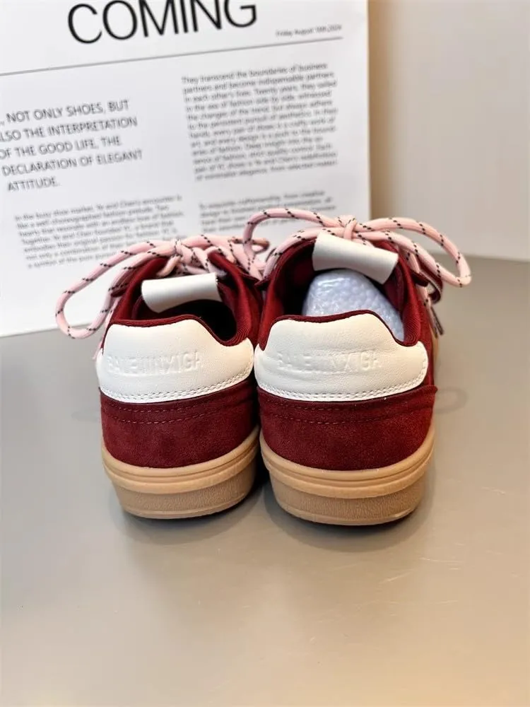 Dual Lace Retro Cute Shoes - Y2K Kawaii Chunky Sneakers for Women & Girls, Comfy Thick Sole Casual Trainers for Campus Bike Rides, Minimalist Streetwear, Back to School, Beach Travel, Birthday Gifts
