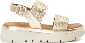 Dune London Women's Lorris Platforms-Sandals, Gold, 6
