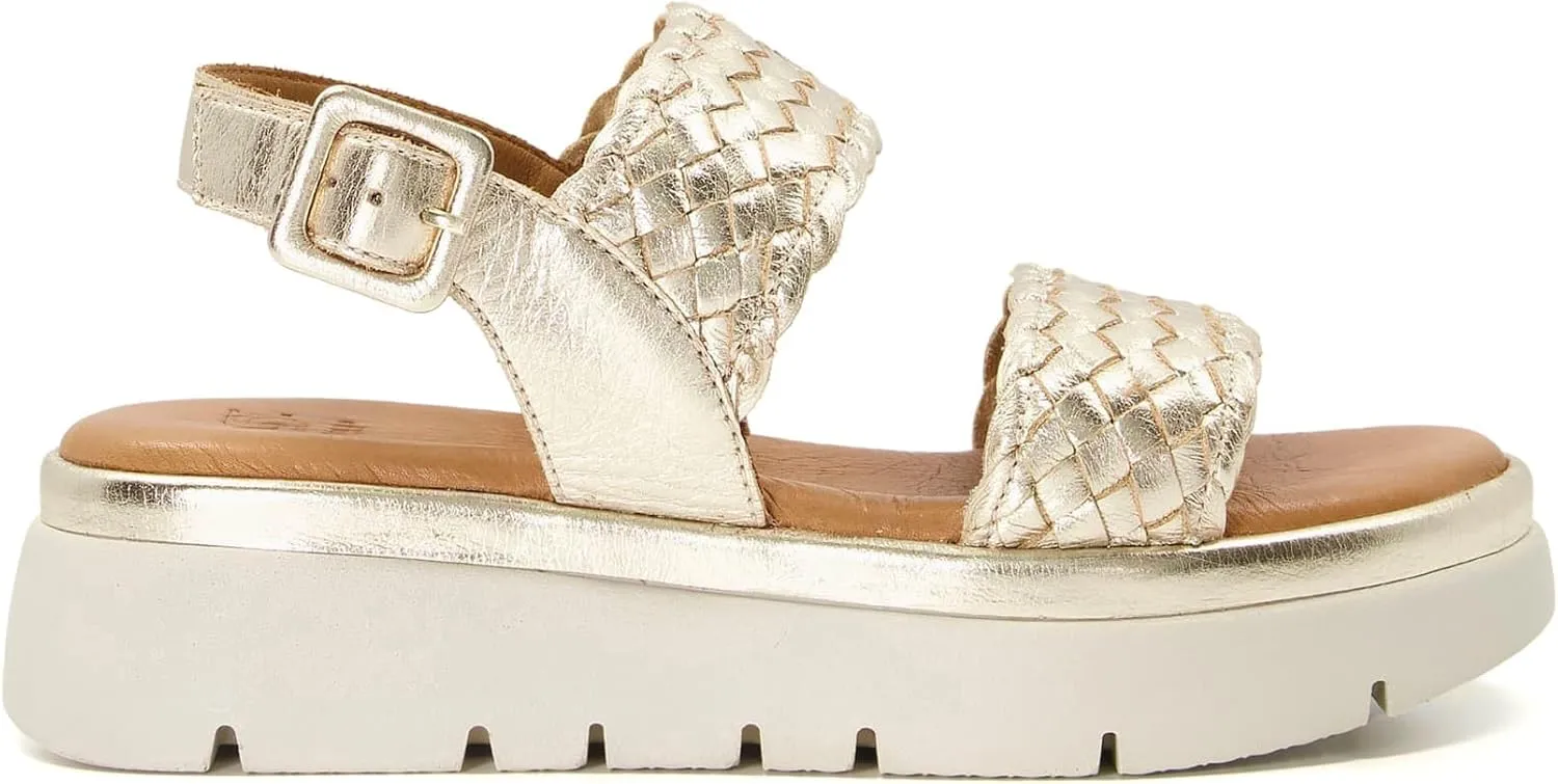 Dune London Women's Lorris Platforms-Sandals, Gold, 6