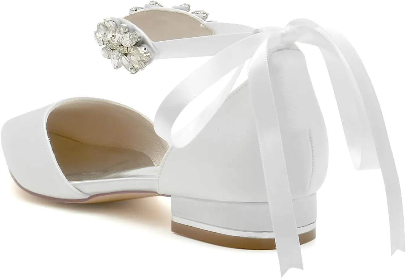 Elegant Ribbon Tie Flats for Women Low Heel Party Wedding Dress Flats Work Business Fashion Ballet Flats