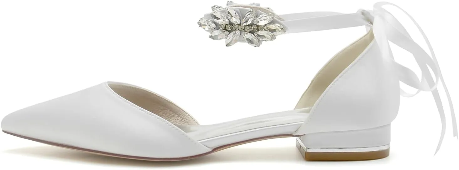 Elegant Ribbon Tie Flats for Women Low Heel Party Wedding Dress Flats Work Business Fashion Ballet Flats