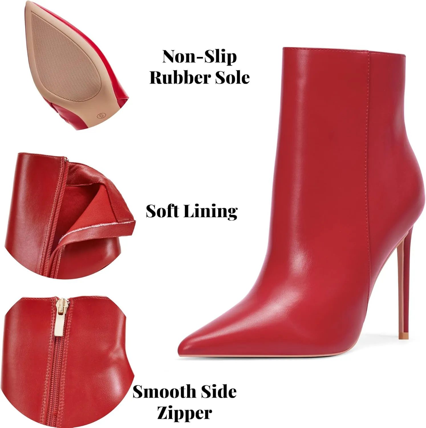 Elisabet Tang Women Heeled Ankle Booties,Sexy Pointed Toe 4 inch Stiletto High Heel Fashion Ankle & Booties High Heel Boots Dress Evening Party Boots Shoes