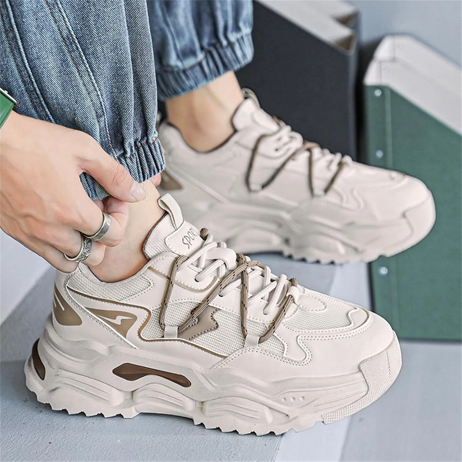 Fashion Breathable Mesh Platform Sneakers for Men Casual Non Slip Jogging Walking Sport Gym Driving Shoes