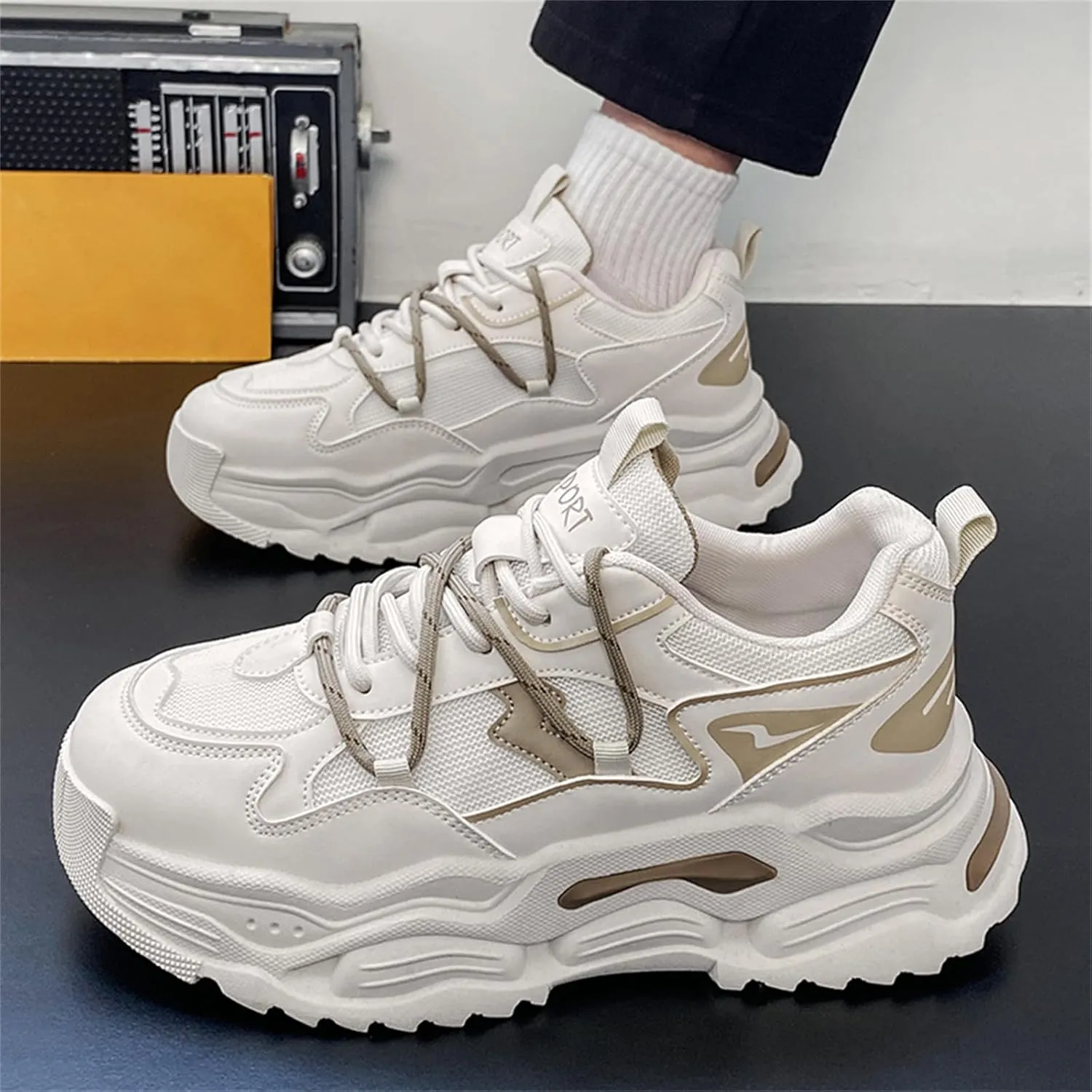 Fashion Breathable Mesh Platform Sneakers for Men Casual Non Slip Jogging Walking Sport Gym Driving Shoes