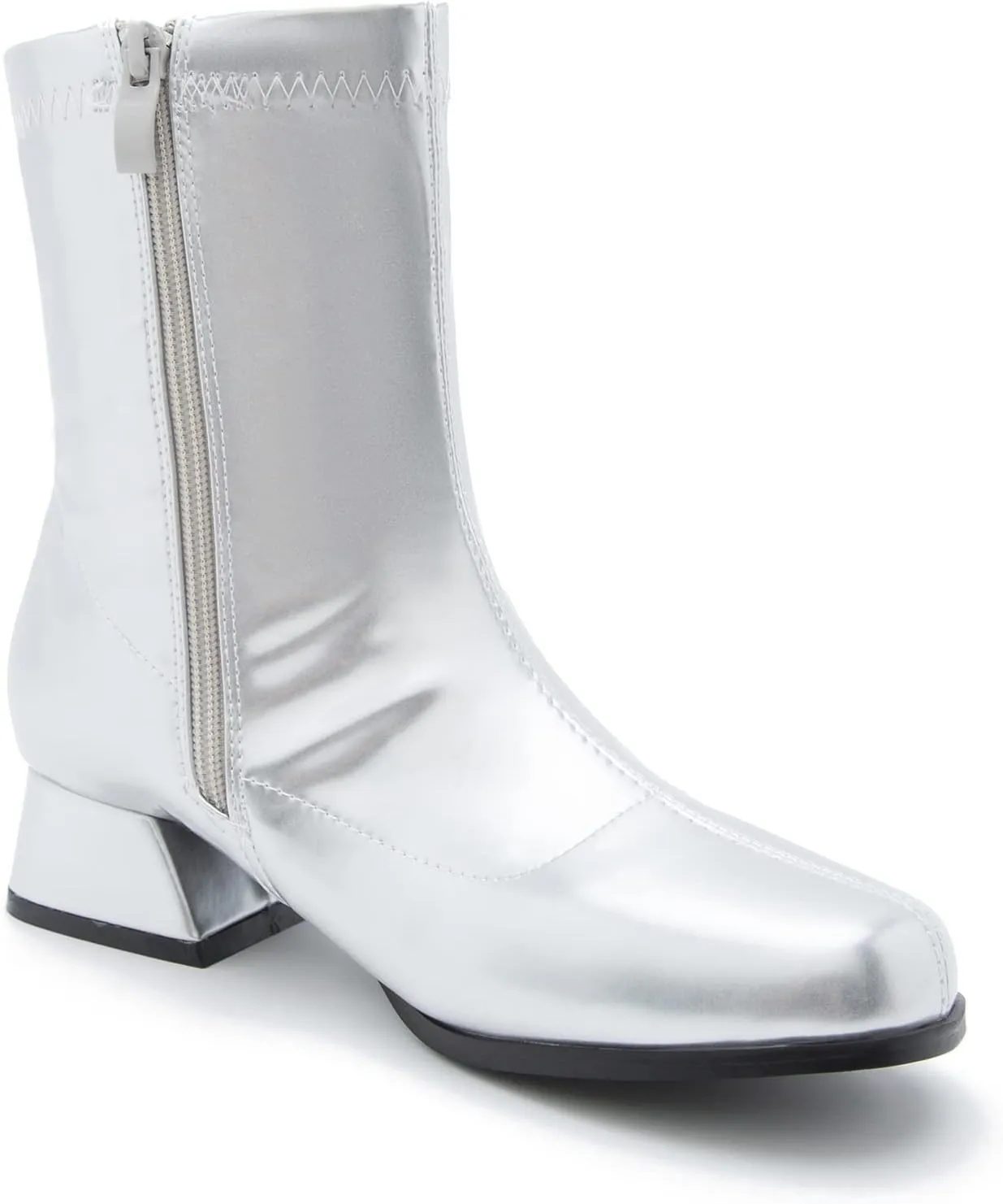fereshte Gogo Boots For Women's Mid Calf Chunky Block Heel Zipper