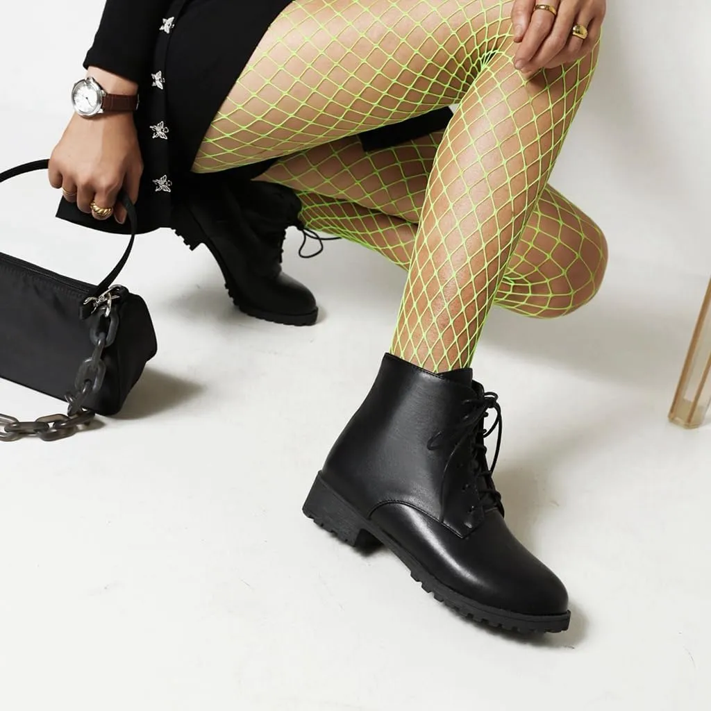 Flat Low Heels Lace Up Ankle Boots For Womens Casual Round Toe Suede Winter Dressy Short Booties