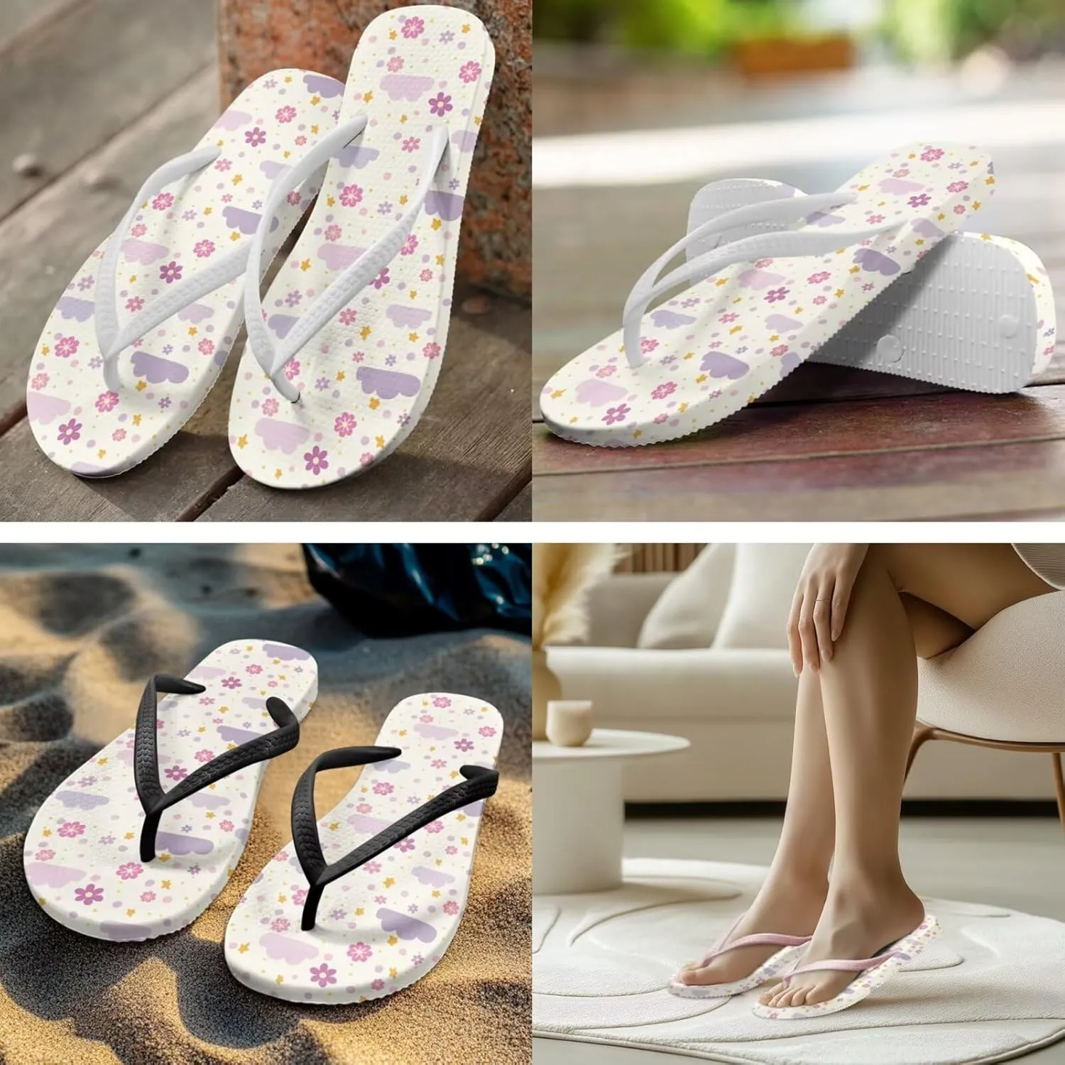 Flip Flops For Women Non-Slip Bathroom Shower Shoes Cushion foam Indoor and Outdoor Sandals Summer Beach Shoes
