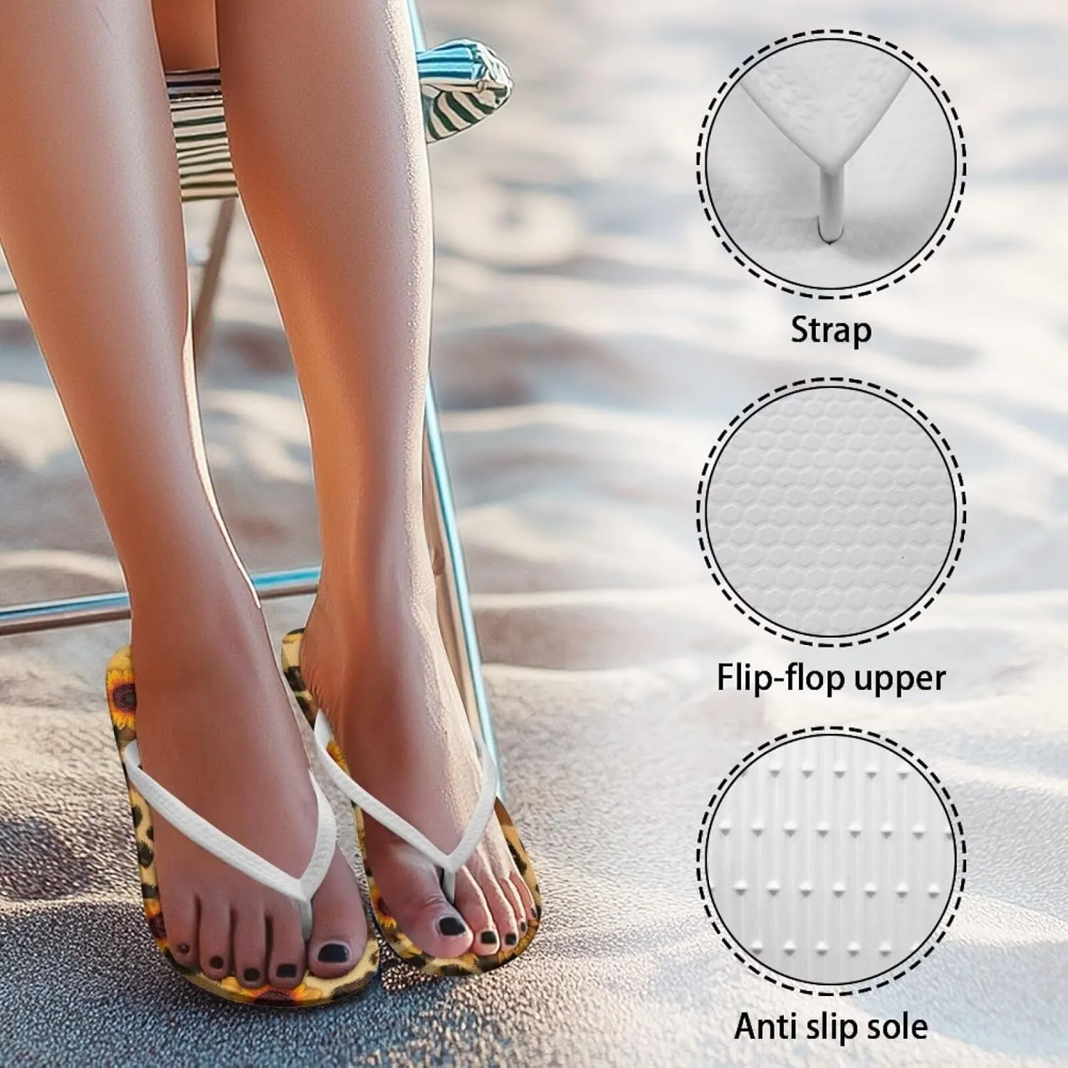 Flip Flops For Women Non-Slip Bathroom Shower Shoes Cushion foam Indoor and Outdoor Sandals Summer Beach Shoes