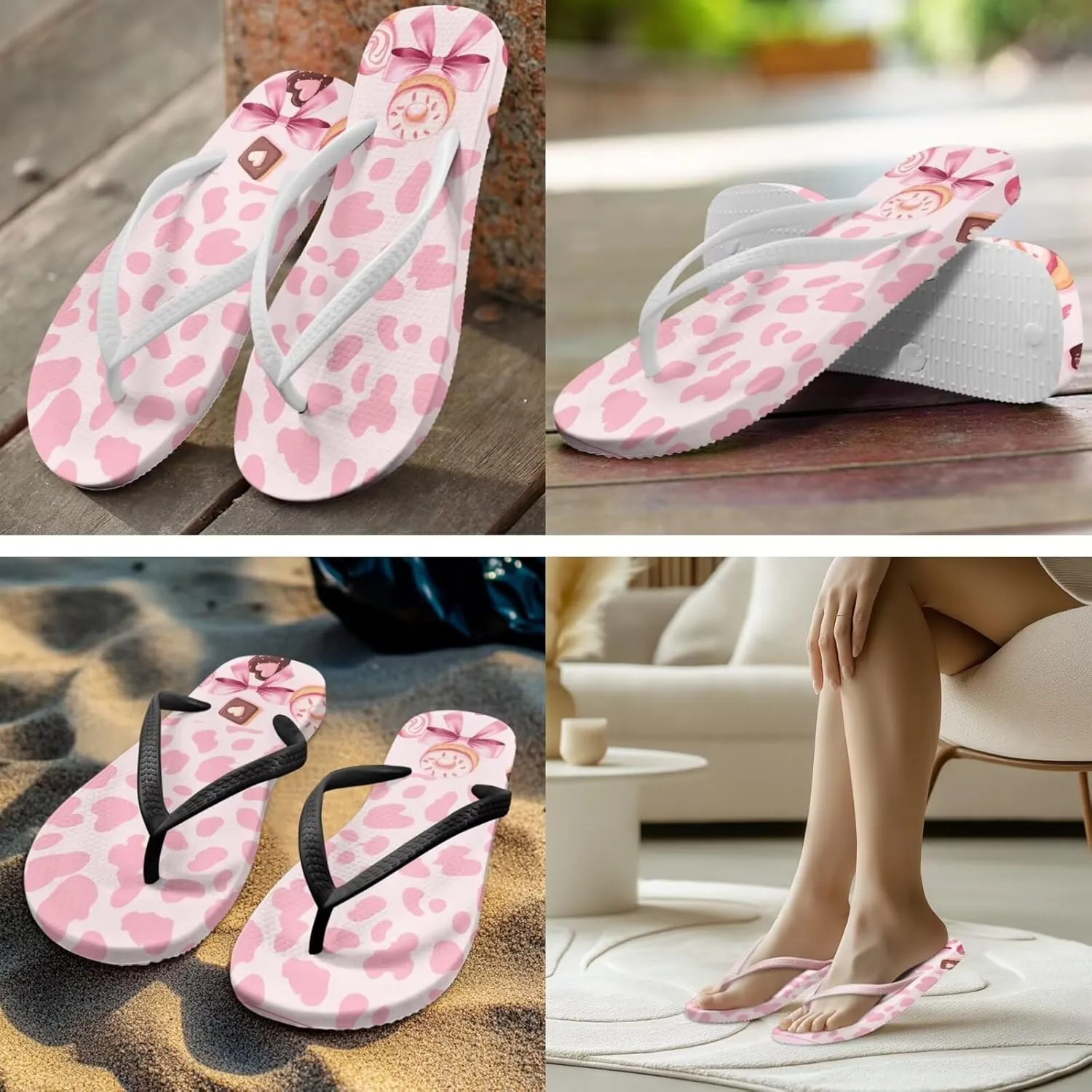 Flip Flops For Women Non-Slip Bathroom Shower Shoes Cushion foam Indoor and Outdoor Sandals Summer Beach Shoes