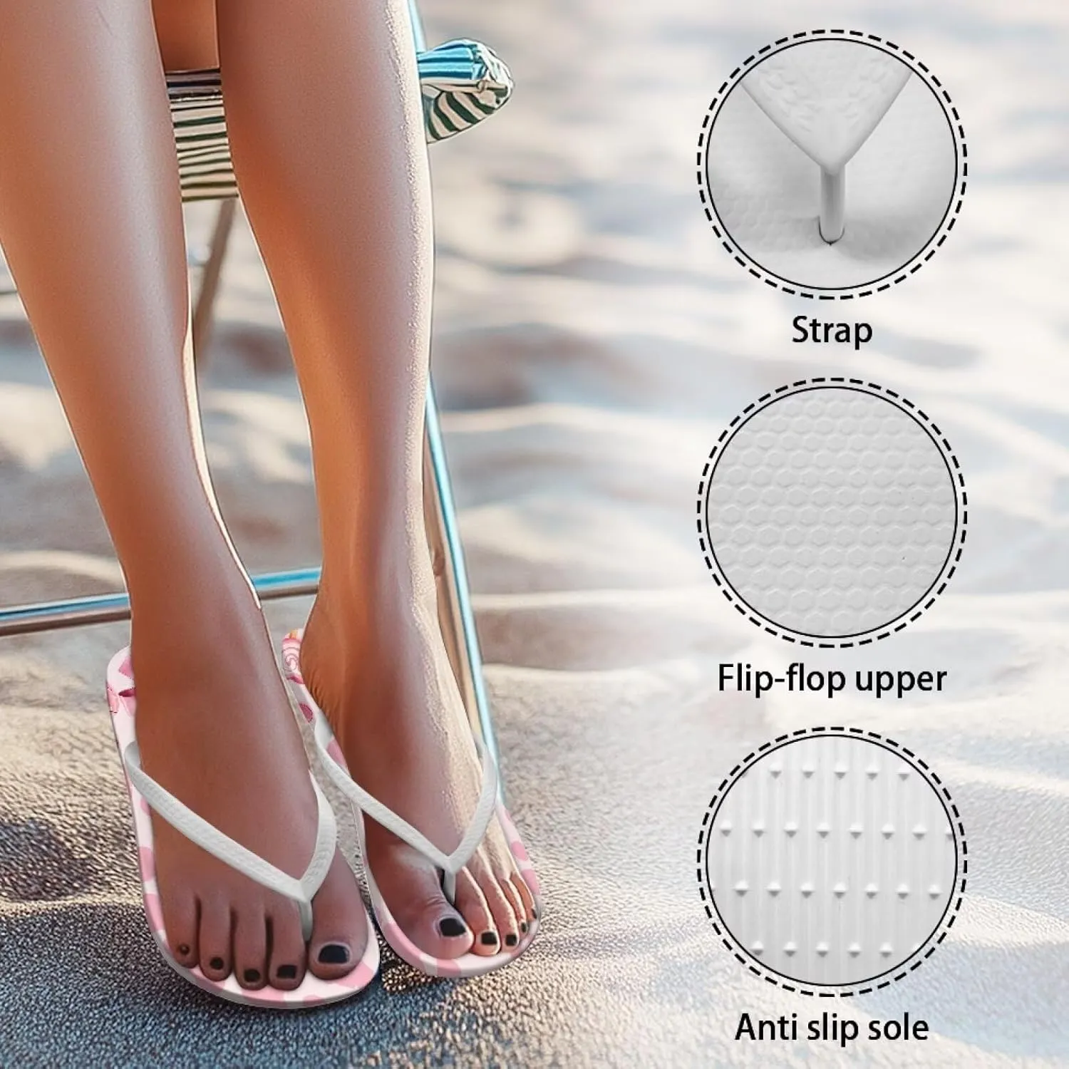 Flip Flops For Women Non-Slip Bathroom Shower Shoes Cushion foam Indoor and Outdoor Sandals Summer Beach Shoes