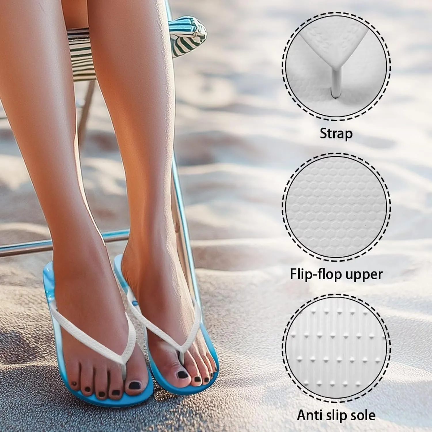 Flip Flops For Women Non-Slip Bathroom Shower Shoes Cushion foam Indoor and Outdoor Sandals Summer Beach Shoes
