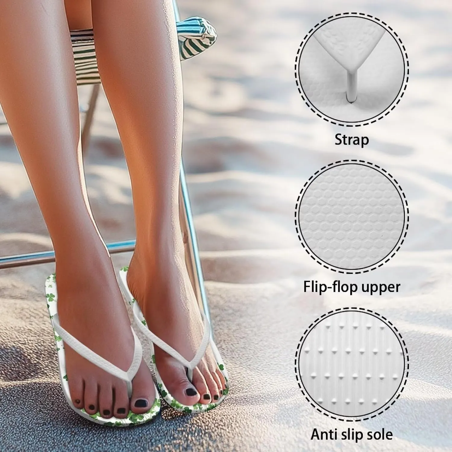 Flip Flops For Women Non-Slip Bathroom Shower Shoes Cushion foam Indoor and Outdoor Sandals Summer Beach Shoes