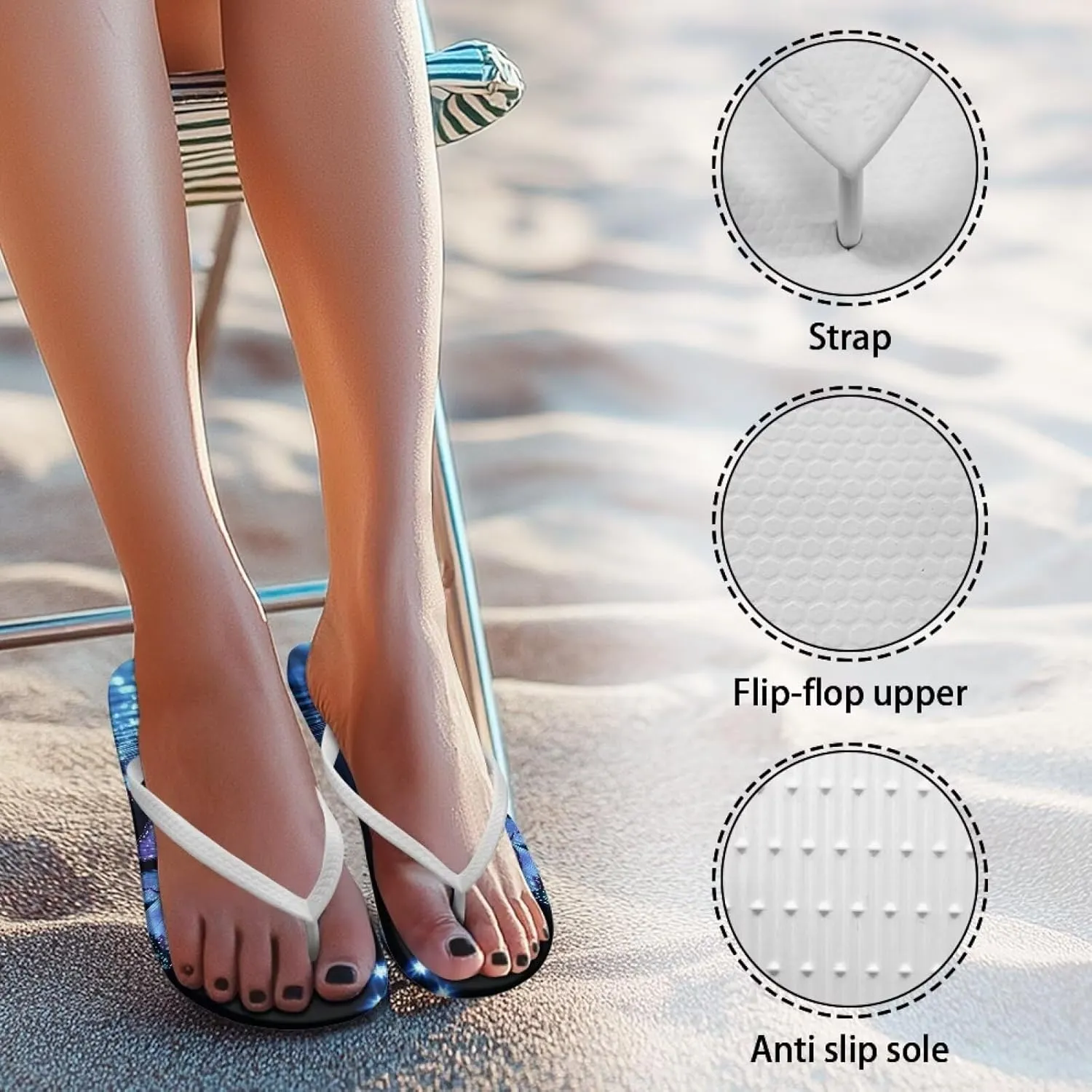 Flip Flops For Women Non-Slip Bathroom Shower Shoes Cushion foam Indoor and Outdoor Sandals Summer Beach Shoes