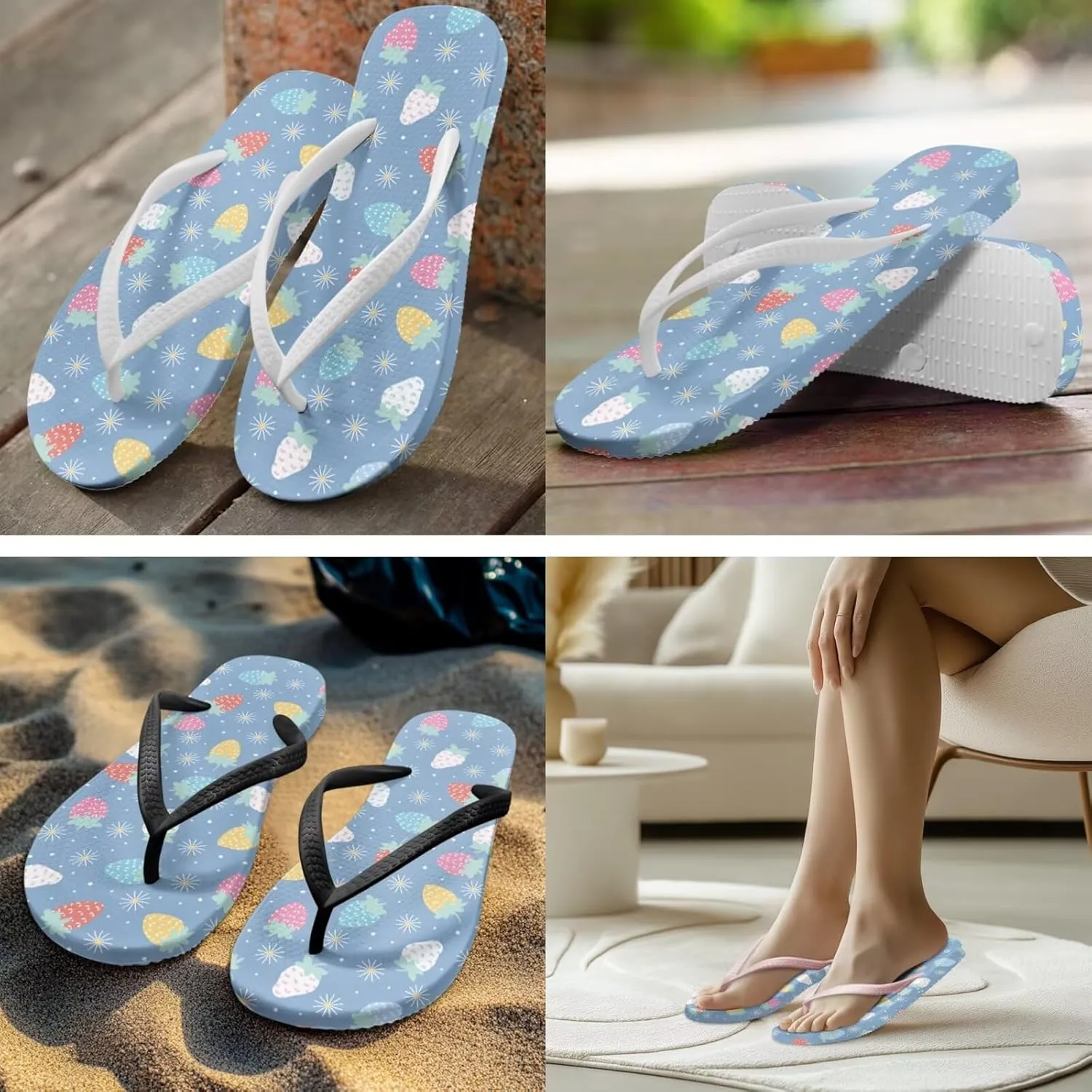Flip Flops For Women Non-Slip Bathroom Shower Shoes Cushion foam Indoor and Outdoor Sandals Summer Beach Shoes