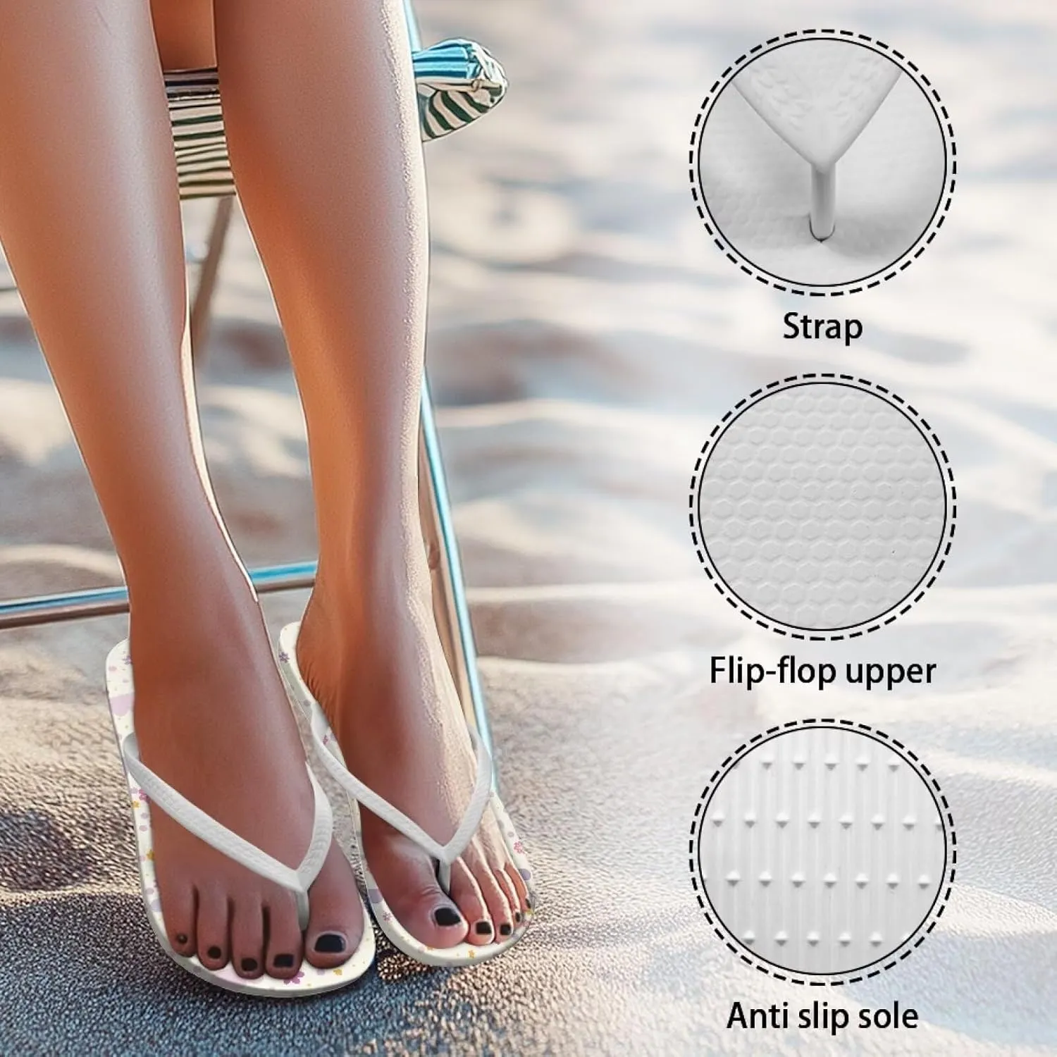 Flip Flops For Women Non-Slip Bathroom Shower Shoes Cushion foam Indoor and Outdoor Sandals Summer Beach Shoes