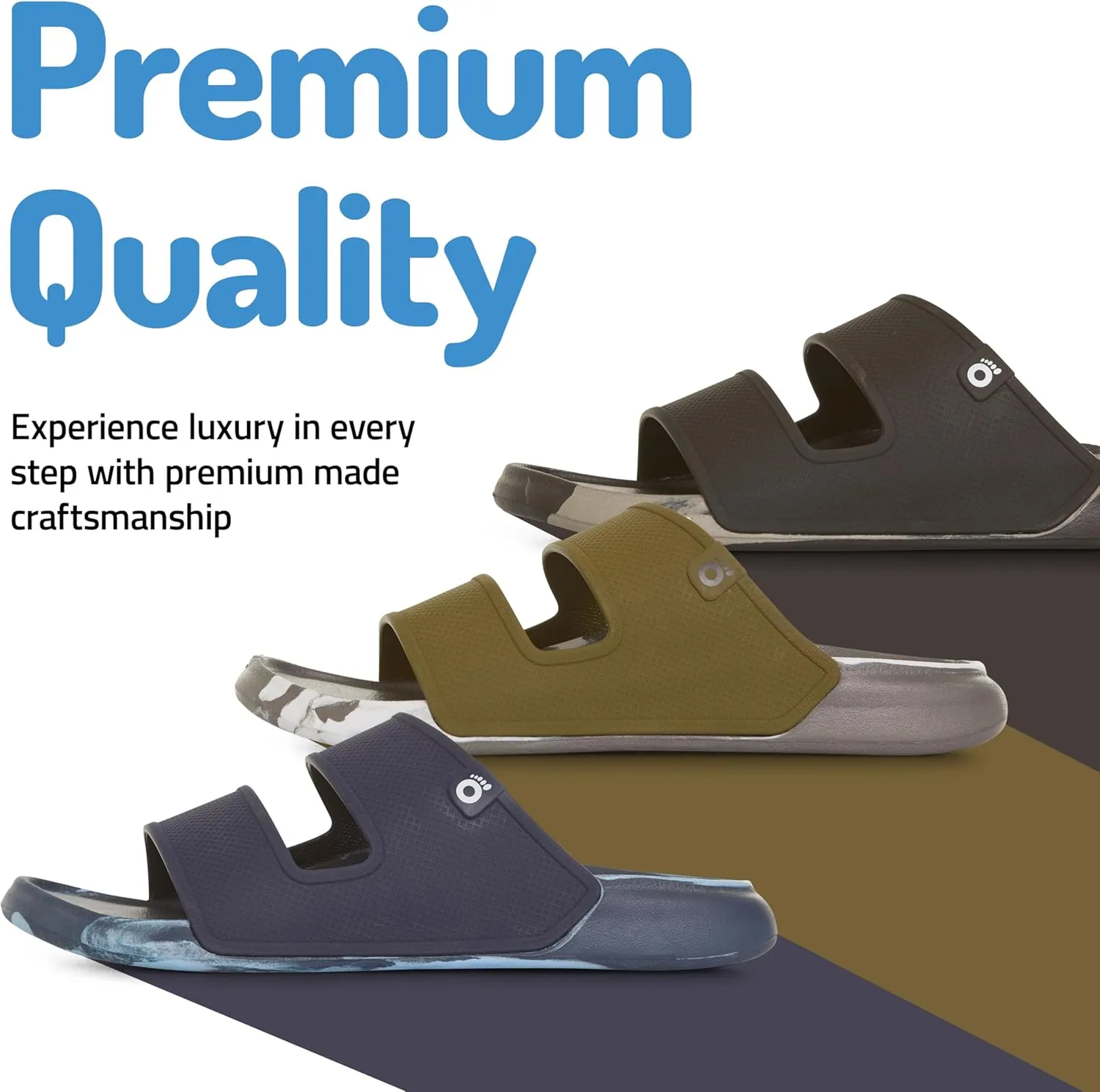 Floopi Flip Flops for Men with Double Straps Men Beach Sandals With Heal and Arch Support Comfort Fit Men Slides with Indoor & Outdoor Anti Skid Soles