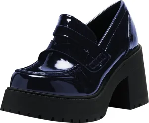 FOWT Women Round Toe Platform Pumps Chunky Block Mid Heel Penny Loafers Stable Casual Outfit Street Shoes Size 4-16 US