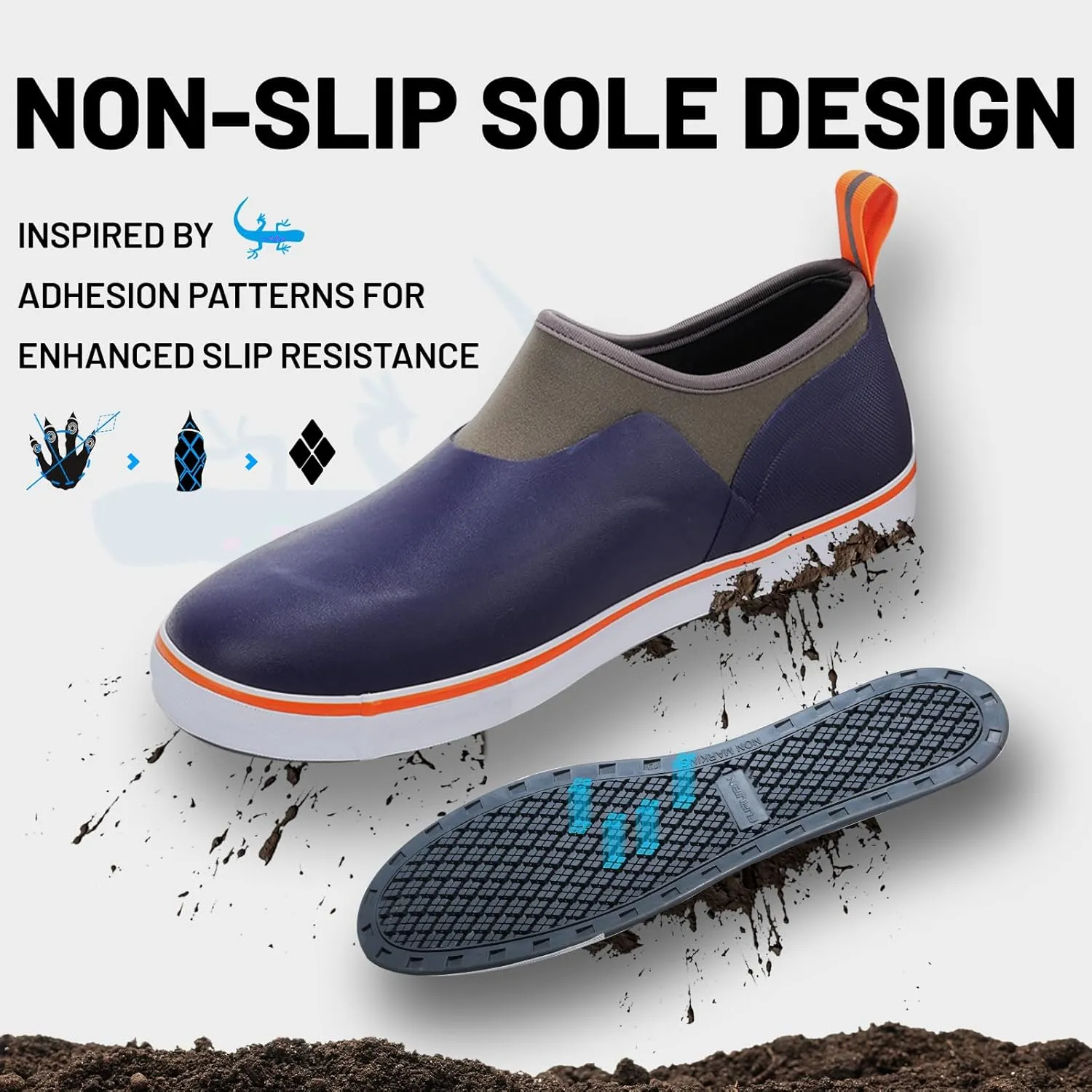 Furuian Deck Shoes Men's Short Rain Boots Waterproof Shoes Rubber Deck Boots Lightweight Fishing Rain Shoes Non-slip Fishing Boots for Gardening Outdoor Mud Walking